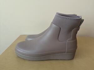 HUNTER Refined Creeper Neo Chelsea Boots Welli Pink Rubber Ankle Boots Womens 10